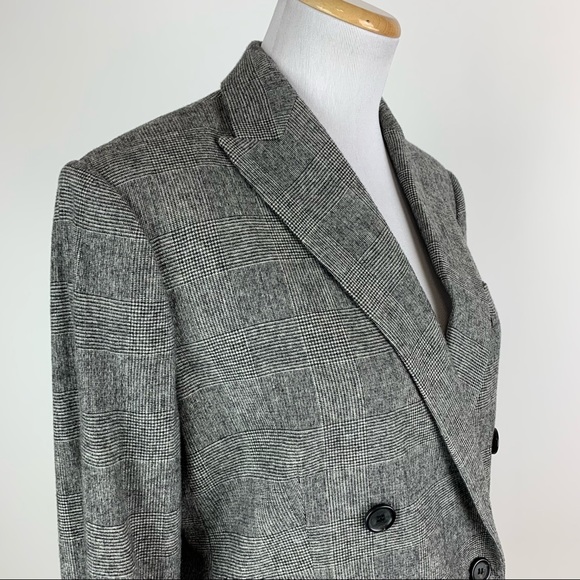 ZARA Black Plaid Double Breasted Blazer Medium - Picture 7 of 16